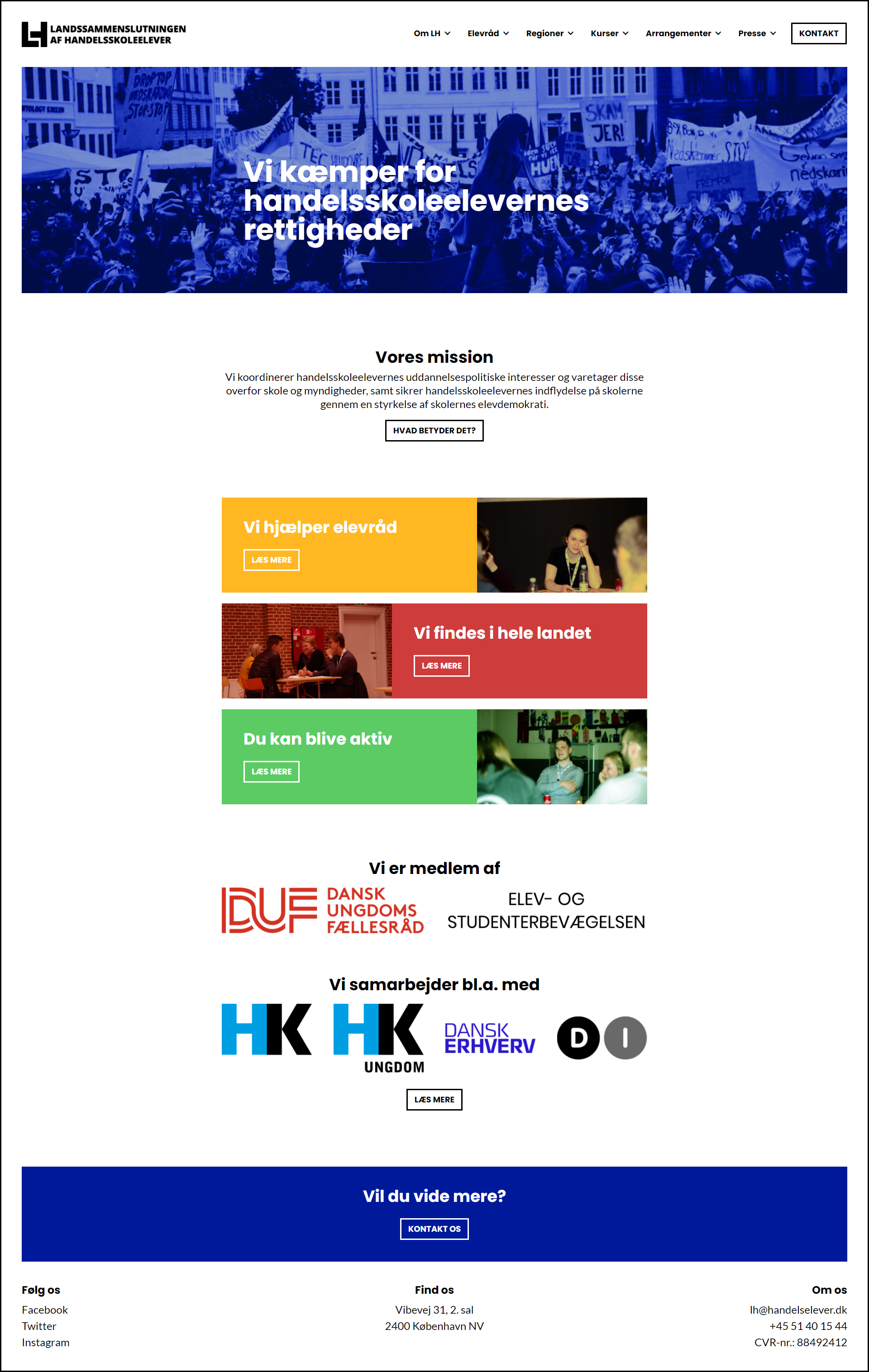 Landssammenslutning af Handelsskoleelevers hjemmside